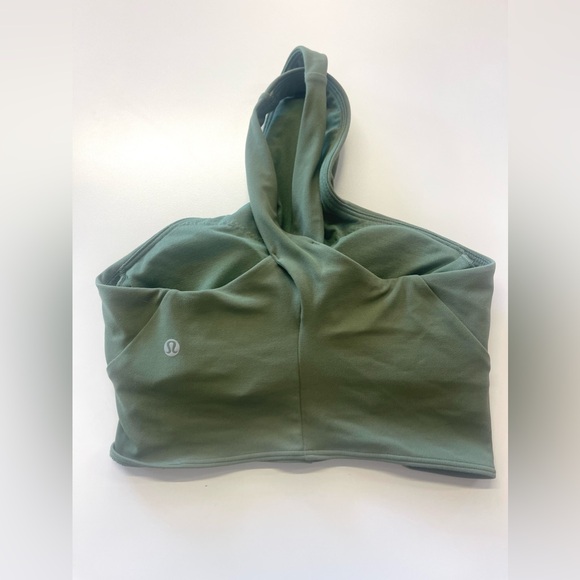 Lululemon Nulu Wrap-Front Longline Bra *Light Support, A/B Cup Green Twill sz 4 - Picture 6 of 8